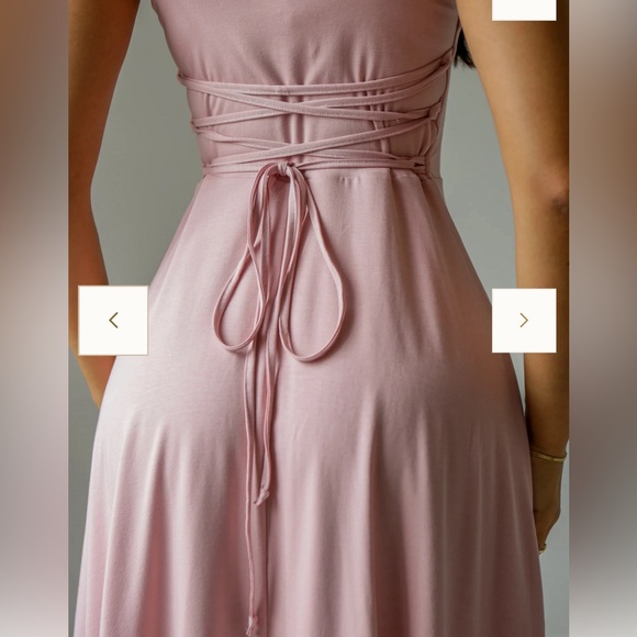 2 pieces! AYM Audrey midi dress and ballet bamboo wrap top in mauve pink - Picture 5 of 11